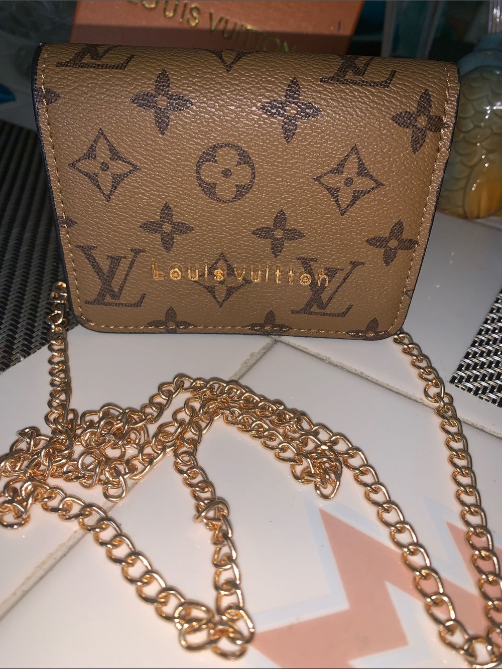 Monogram inspired Mini crossbody with chain - Picture 5 of 11